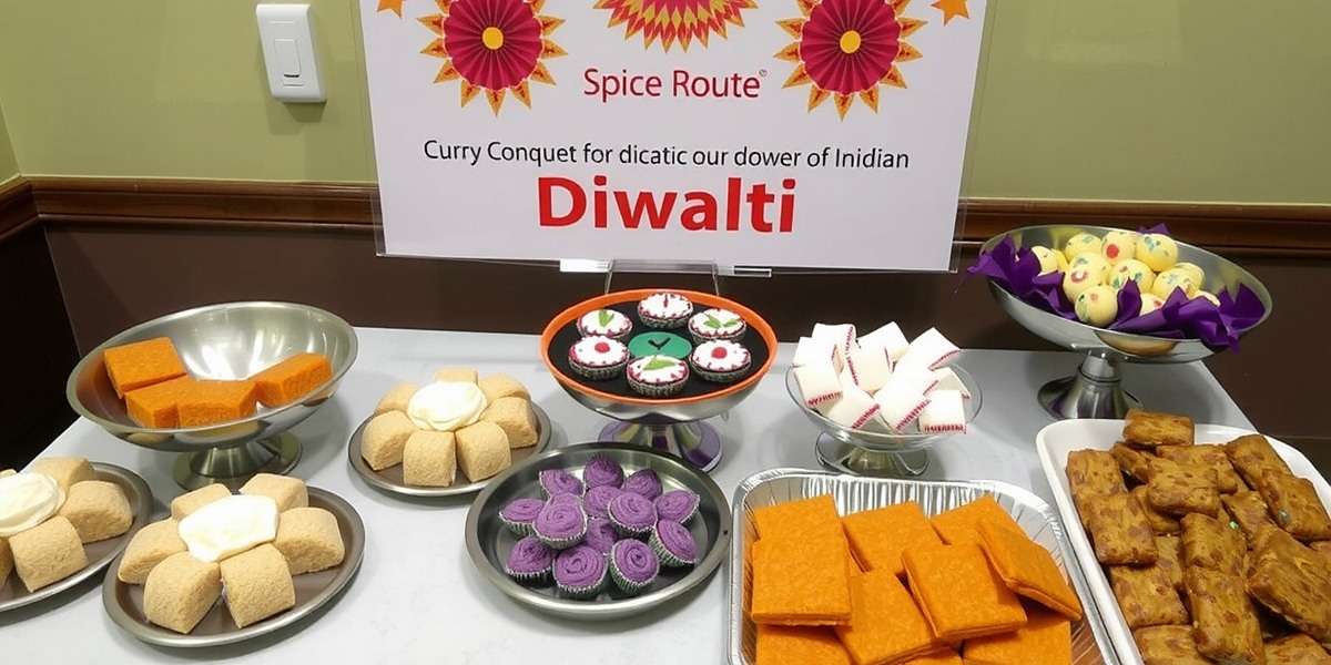 Curry Conquest Spice Route Diwali Celebration Curry Conquest Spice Route Diwali event showing variety of Indian sweets and festive decorations