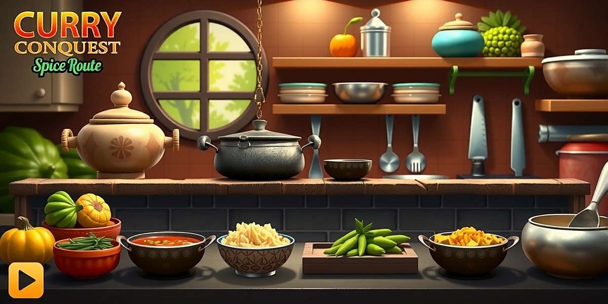 Curry Conquest Spice Route Kitchen Gameplay Curry Conquest Spice Route gameplay showing kitchen scene with regional Indian cooking tools