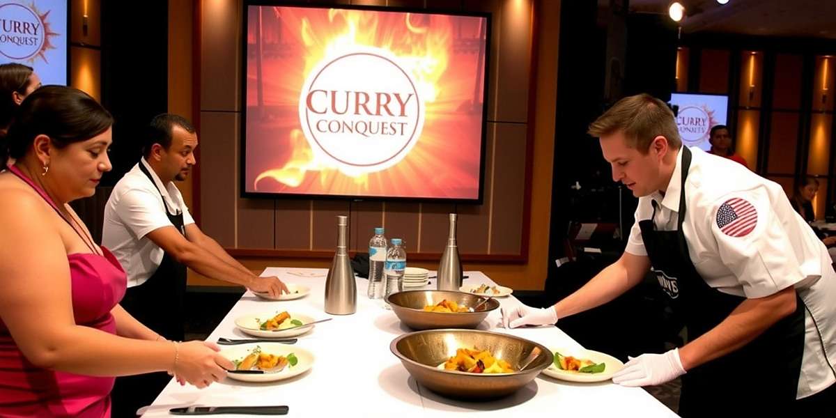 Curry Conquest Spice Route Cooking Competition Curry Conquest Spice Route cooking competition showing judges evaluating virtual dishes